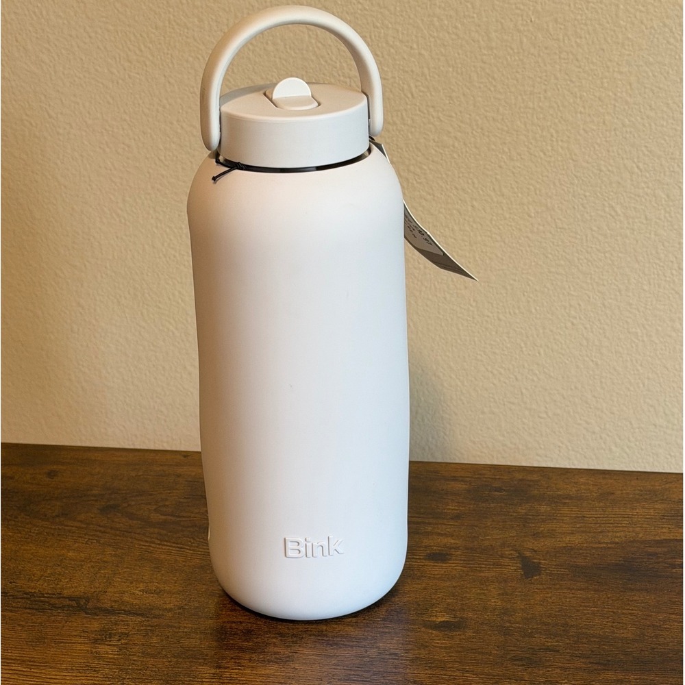 Bink Big Bottle 36oz Borosilicate Glass Water Bottle with Silicone Sleeve Bone